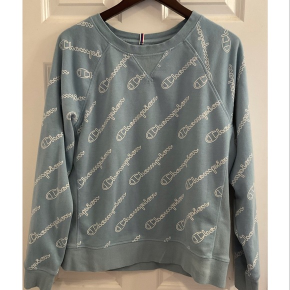 Champion Tops - Champion Reverse Weave All Over Logo Sweatshirt - Size Large